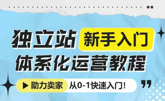 独立站新手入门体系化运营教程，助力独立站卖家从0-1快速入门!-米秀网