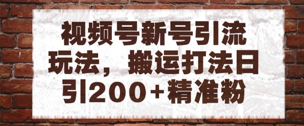 视频号新号引流玩法，搬运打法日引200+精准粉，可矩阵放大【揭秘】-米秀网