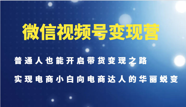 微信视频号变现营-普通人也能开启带货变现之路，实现电商小白向电商达人的华丽蜕变-米秀网