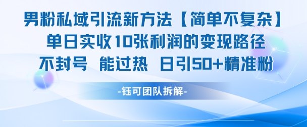 男粉私域引流新方法，单日收10张利润，日引流50+精准粉-米秀网