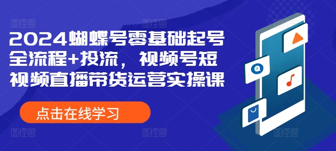 2024蝴蝶号零基础起号全流程+投流，视频号短视频直播带货运营实操课-米秀网