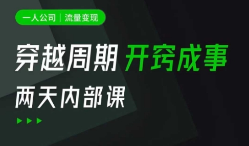 一人公司：流量变现课，一人公司的方法模型拆解， 拆解富人思维，流量思维，小老板思维等-米秀网