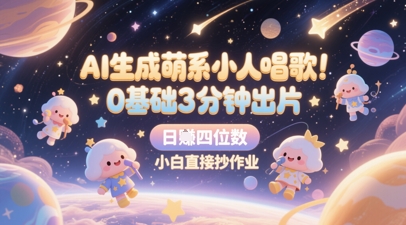 AI生成萌系小人唱歌，0基础3分钟出片，28个作品涨粉8.9W，单条最高19W赞，日入四位数，小白直接抄作业-米秀网