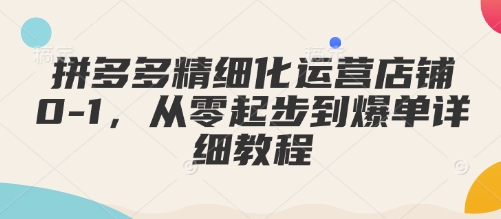 拼多多精细化运营店铺0-1，从零起步到爆单详细教程-米秀网