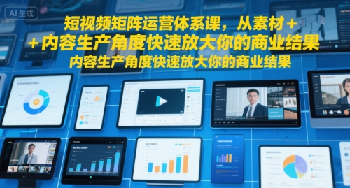 短视频矩阵运营体系课，从素材+内容生产角度快速放大你的商业结果-米秀网
