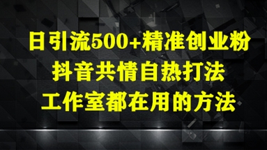 日引流500+精准创业粉，抖音共情自热打法，工作室都在用的方法-米秀网