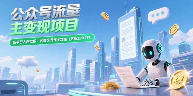 公众号流量主变现项目，新手日入四位数，含爆文写作全攻略(更新25年7月-米秀网