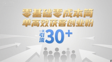 零基础零成本简单高效获客创业粉，一天引流30+-米秀网