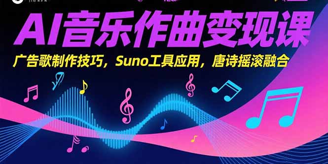 AI音乐作曲变现课，广告歌制作技巧，Suno工具应用，唐诗摇滚融合-米秀网