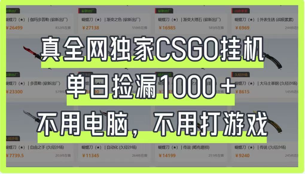 真全网独家CSGO挂机，单日捡漏1000+，不用电脑，不用养号-米秀网