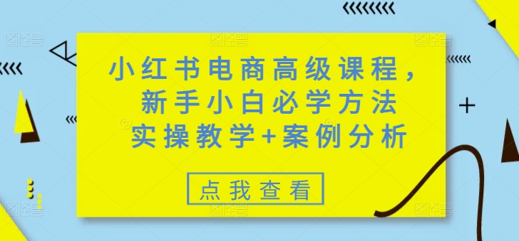 小红书电商高级课程，新手小白必学方法，实操教学+案例分析-米秀网