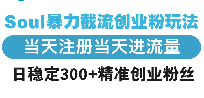 Soul暴力截流创业粉玩法，当天注册当天进流量，日稳定300+精准创业粉丝-米秀网