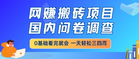 网创搬砖项目，国内问卷调查，小白轻松上手，一天三四张的也不难，干就完了【揭秘】-米秀网