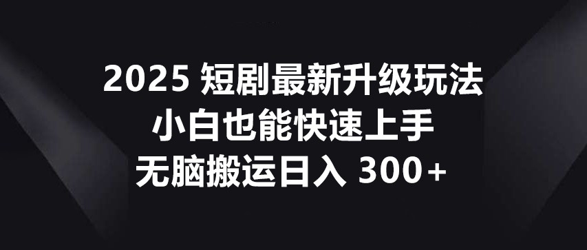 2025短剧最新升级玩法，小白也能快速上手，无脑搬运日入300+-米秀网