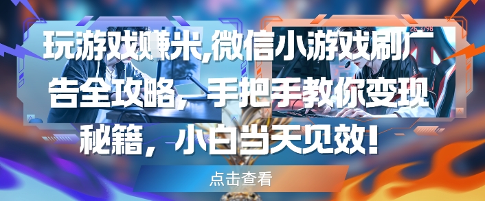 玩游戏挣米，微信小游戏刷广告全攻略，手把手教你变现秘籍，小白当天见效-米秀网