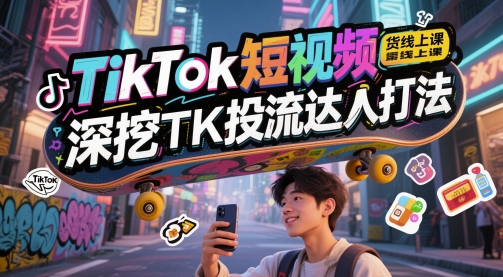 TikTok短视频带货线上课，深挖TK投流达人打法-米秀网