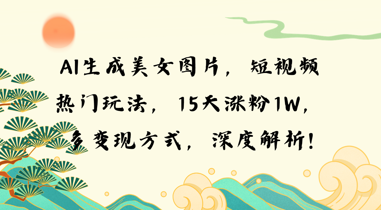 AI生成美女图片，短视频热门玩法，15天涨粉1W，多变现方式，深度解析!-米秀网