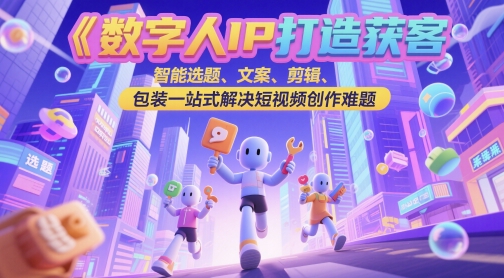 数字人IP打造获客变现实操课，智能选题、文案、剪辑、包装一站式解决短视频创作难题-米秀网