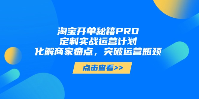 淘宝开单秘籍PRO，定制实战运营计划，化解商家痛点，突破运营瓶颈-米秀网