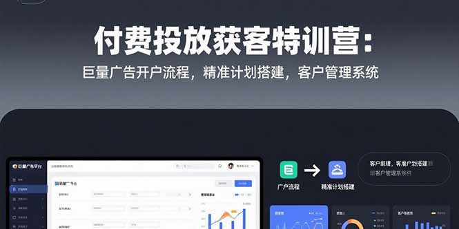 付费投放获客特训营：巨量广告开户流程，精准计划搭建，客户管理系统-米秀网