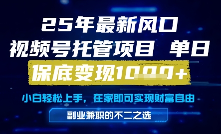 25年最新风口，视频号托管项目，单日保底变现1k+，手把手教学【揭秘】-米秀网