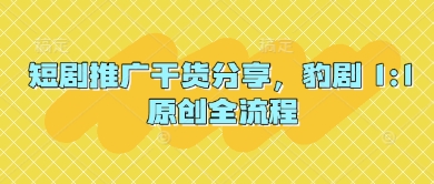 短剧推广干货分享，豹剧 1:1原创全流程-米秀网