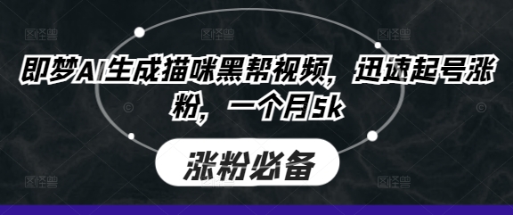 即梦AI生成猫咪黑帮视频，迅速起号涨粉，一个月5k-米秀网