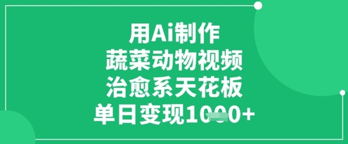 用Ai制作蔬菜动物视频，治愈系天花板，单日变现1k-米秀网