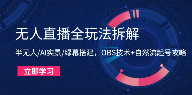 无人直播全玩法拆解：半无人/AI实景/绿幕搭建，OBS技术+自然流起号攻略-米秀网