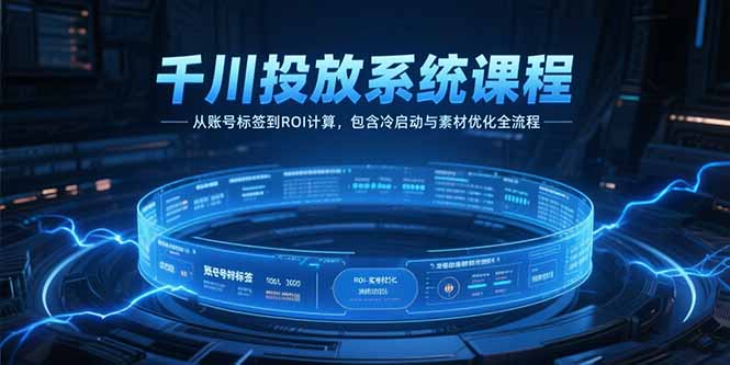 千川投放系统课程，从账号标签到ROI计算，包含冷启动与素材优化全流程-米秀网
