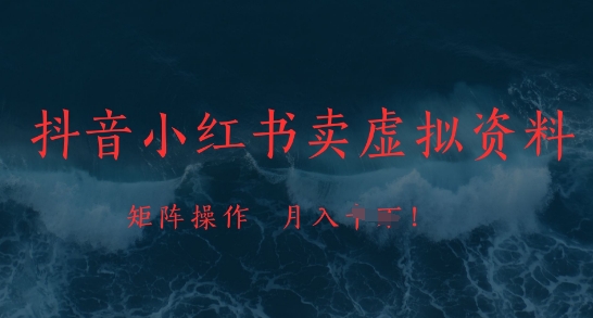 抖音小红书卖虚拟资料，市场需求一直存在，矩阵操作，月入1w+-米秀网