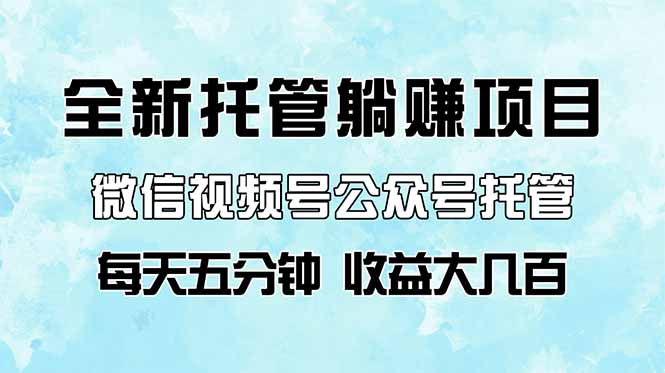 全新托管躺赚项目，微信视频号公众号托管代运营，每天五分钟，收益大几百-米秀网