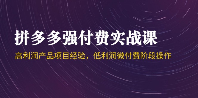 拼多多强付费实战课-44期，高利润产品项目经验，低利润微付费阶段操作-米秀网