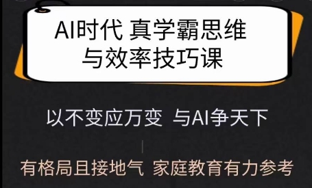 Ai时代真学霸思维与学习方法课，有格局且接地气，家庭教育有力参考-米秀网