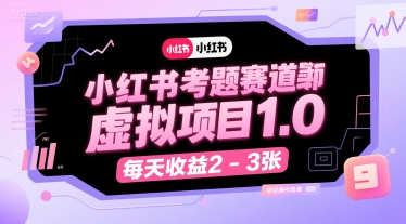 小红书考题赛道虚拟项目1.0，项目操作简单，每天收益2-3张-米秀网