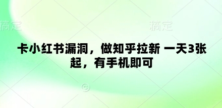 卡小红书漏洞，做知乎拉新 一天3张起，有手机即可-米秀网