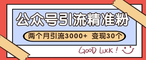 公众号精准粉引流玩法，2个月3000+精准粉，变现30个W【揭秘】-米秀网