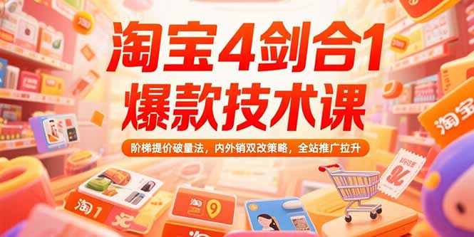 淘宝4剑合1爆款技术课73期：阶梯提价破量法，内外销双改策略 全站推广拉升-米秀网