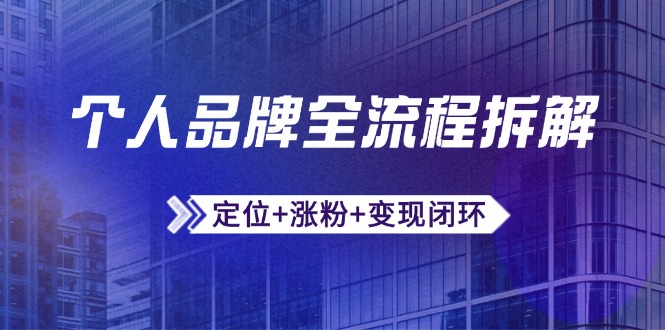 个人品牌全流程拆解：定位+涨粉+变现闭环，微信生态运营与资源整合-米秀网