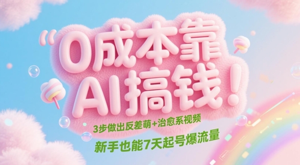 0成本靠AI搞钱！3步做出反差萌+治愈系视频，新手也能7天起号爆流量-米秀网