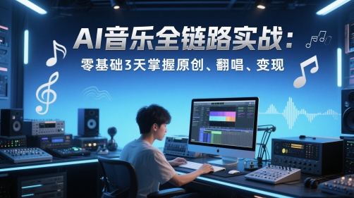 AI音乐全链路实战变现课：零基础3天掌握原创、翻唱、变现-米秀网