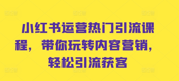 小红书运营热门引流课程，带你玩转内容营销，轻松引流获客-米秀网