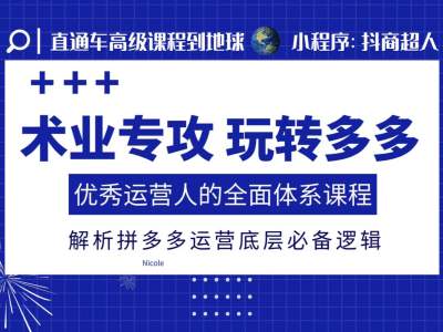 术业专攻玩转多多，优秀运营人的全面体系课程，解析拼多多运营底层必备逻辑-米秀网