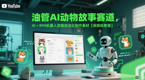 油管AI动物故事赛道，AI+RPA机器人流程自动化制作素材【保姆级教程】-米秀网