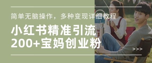 小红书混剪日引200+宝妈创业粉，简单无脑操作，多种变现详细教程-米秀网