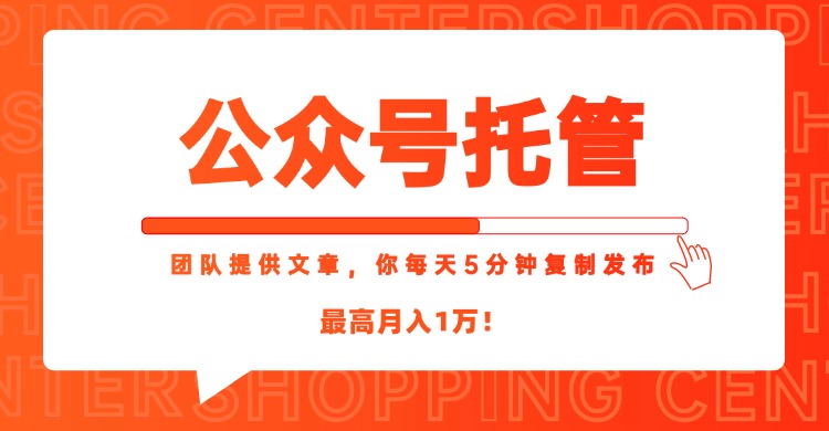 【公众号托管 】我提供文章，你每天５分钟复制发布，最高月入1W-米秀网