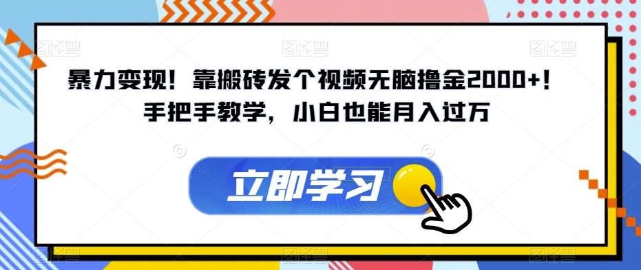 暴力变现！靠搬砖发个视频无脑撸金2000+！手把手教学，小白也能月入过万【揭秘】-米秀网