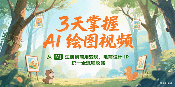 3天掌握AI绘图视频，从MJ 注册到商用变现，电商设计IP统一全流程攻略-米秀网