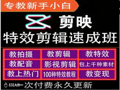 剪映特效教程和运营变现教程，特效剪辑速成班，专教新手小白-米秀网