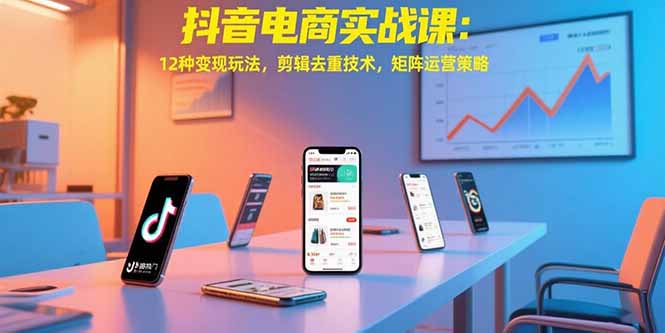 抖音电商实战课：12种变现玩法，剪辑去重技术，矩阵运营策略-米秀网